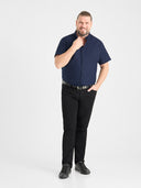 Duża męska koszula wizytowa krótki rękaw JAMES D555 Granatowa