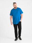 Duży męski T-shirt bawełniany FLYERS D555 Ciemnoniebieski