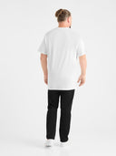 Duży męski T-shirt bawełniany V-neck SIGNATURE D555 Biały