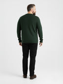 Duży męski sweter casual bawełniany M11  ciemnozielony