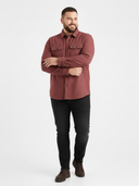 Duża męska bawełniana koszula casualowa  z fakturą splotu TOBIAS D555 Ceglana