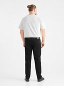 Zestaw duże czarne spodnie jeansowe CLAUDE D555 i duża bawełniana koszula casualowa TOBIAS D555 z fakturą ceglana