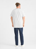 Zestaw jeansy męskie regular fit AMBROSE D555 Ciemnoniebieskie i T-shirt bawełniany FLYERS D555 Biały