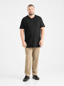 Duży męski T-shirt bawełniany V-neck SIGNATURE D555 Czarny