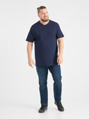 Duży męski T-shirt bawełniany V-neck SIGNATURE D555 Granatowy