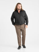 Zestaw wizytowe spodnie chino BRUNO Xtenda Waist beżowe i czarna koszula CORBIN D555