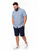 Duke Clothing duża męska koszula bawełniano-lniana - casualFALMOUTH błękitna duży rozmiar plus size model 02