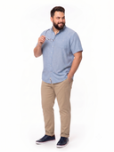 Duke Clothing duża męska koszula bawełniano-lniana - casualFALMOUTH błękitna duży rozmiar plus size model 03