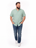 Duke Clothing duża męska koszula bawełniano-lniana - casualFALMOUTH miętowa duży rozmiar plus size model 01
