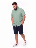 Duke Clothing duża męska koszula bawełniano-lniana - casualFALMOUTH miętowa duży rozmiar plus size model 02