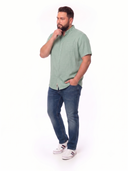 Duke Clothing duża męska koszula bawełniano-lniana - casualFALMOUTH miętowa duży rozmiar plus size model 03