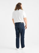 Zestaw jeansy męskie regular fit AMBROSE D555 Ciemnoniebieskie i T-shirt bawełniany FLYERS D555 Biały