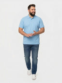 Duża męska koszulka POLO SUPERIOR bawełniana piqué PROMODORO - Alaskan blue - błękitna