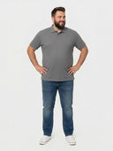 Duża męska koszulka POLO SUPERIOR bawełniana piqué PROMODORO - Steel grey -stalowo szary