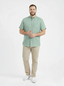Duża męska koszula letnia FALMOUTH D555 bawełniano - lniana miętowa