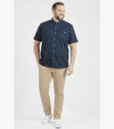 Duża męska koszula casualowa letnia bawełniana PONTEFRACT z krótkim rękawem na lato granatowa