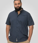 Duża męska koszula casualowa bawełniana NORWICH z krótkim rękawem na lato granatowa