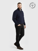 Duży męski sweter bawełniany CARTER na zamek do połowy granatowy