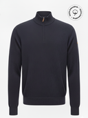 Duży męski sweter bawełniany CARTER z zamkiem pod szyją granatowy