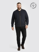 Duży męski sweter bawełniany na zamek THOMAS w kolorze granatowym