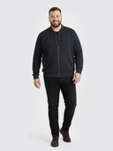 Duży męski sweter bawełniany na zamek THOMAS w kolorze granatowym