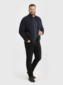 Duży męski sweter bawełniany na zamek THOMAS w kolorze granatowym