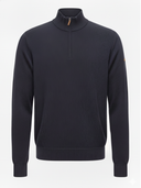 Duży męski sweter bawełniany CARTER na zamek do połowy granatowy