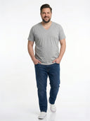 Duży męski T-shirt Premium V-neck-T Promodoro (w serek) - Sports grey -szary melanż