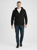 Zestaw duża męska bluza zapinana z kapturem CANTOR Rockford czarna i duże męskie jeansy regular fit AMBROSE D555 ciemnoniebieskie